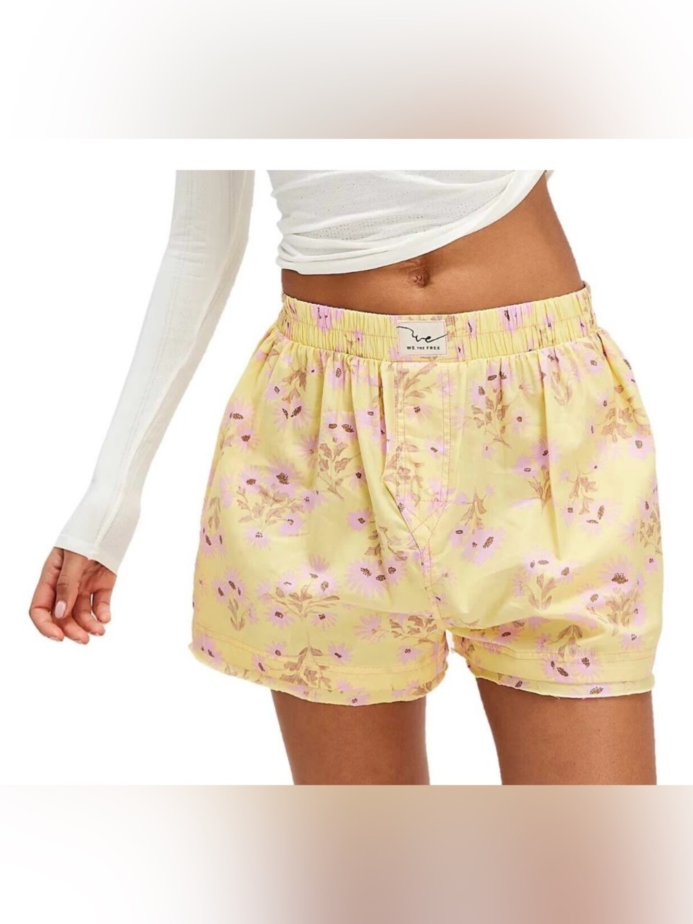 We The Free Day to Day Yellow Floral Boxer Sleep Shorts. Size XS